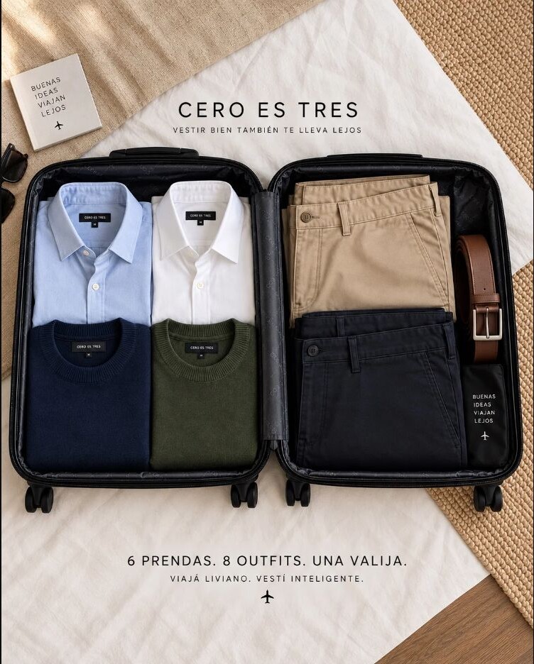 TRAVEL-CAPSULE-6X8 - TRAVEL CAPSULE — 6 PRENDAS, 8 OUTFITS