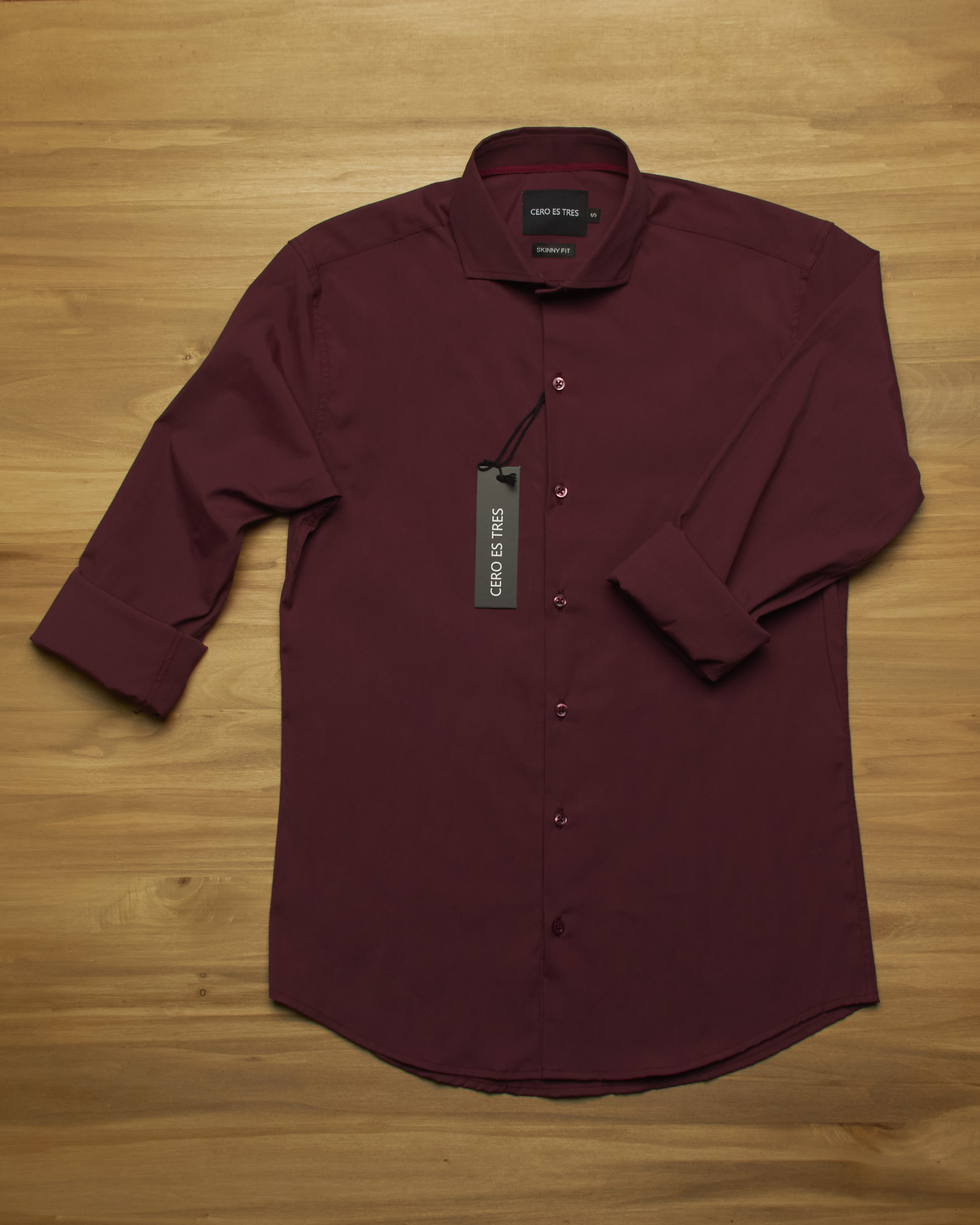 6518SKSPBO - CAMISA SKINNY SUPER PREMIUM BORDÓ