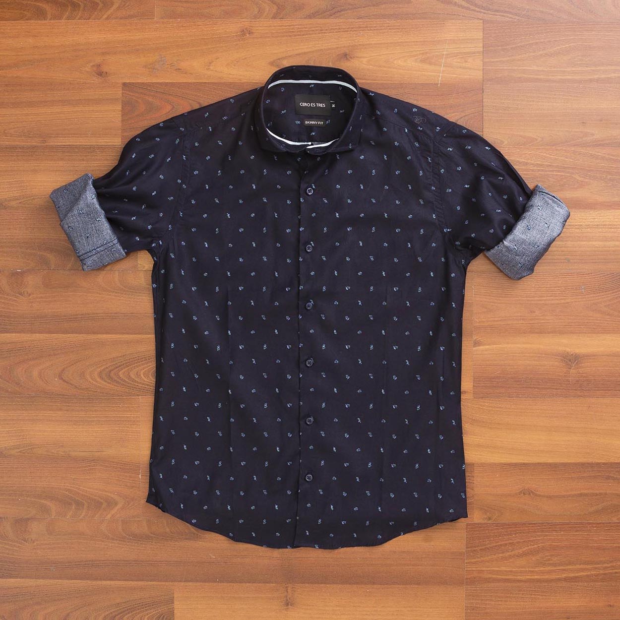 CAMISA SKINNY SUPER PREMIUM COVENTRY - VERDE/MARINO