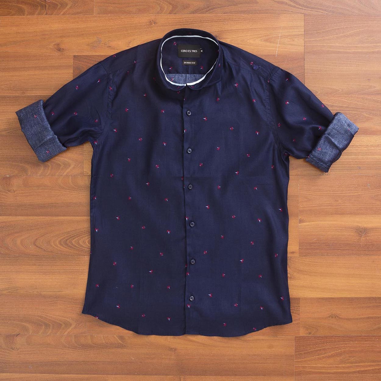 CAMISA SKINNY SUPER PREMIUM BRISTOL - ROJO/MARINO