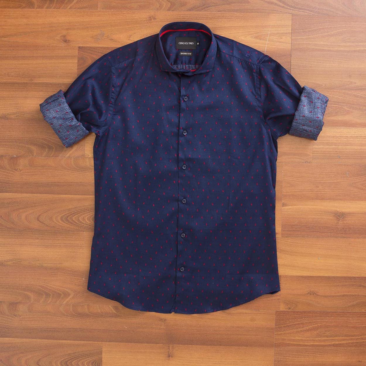 CAMISA SKINNY SUPER PREMIUM BRADFORD - ROJO/MARINO