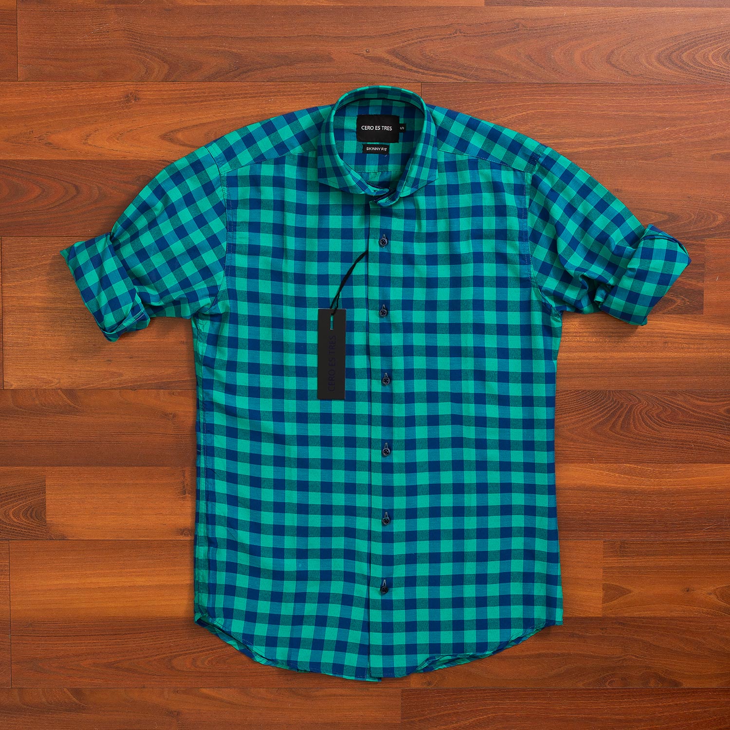 CAMISA DAMERO SKINNY PREMIUM VERDE