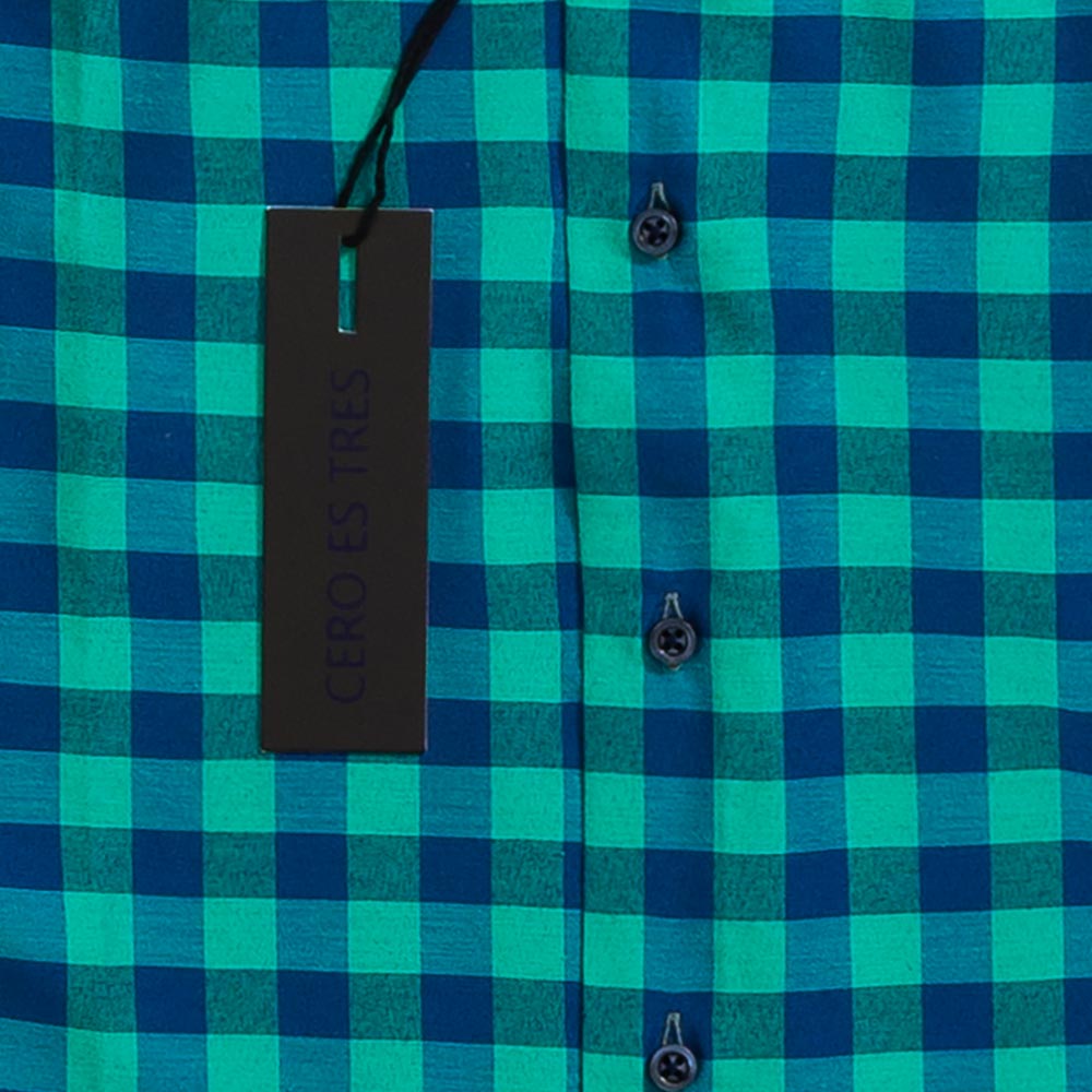 6518SKPVE - CAMISA DAMERO SKINNY PREMIUM VERDE
