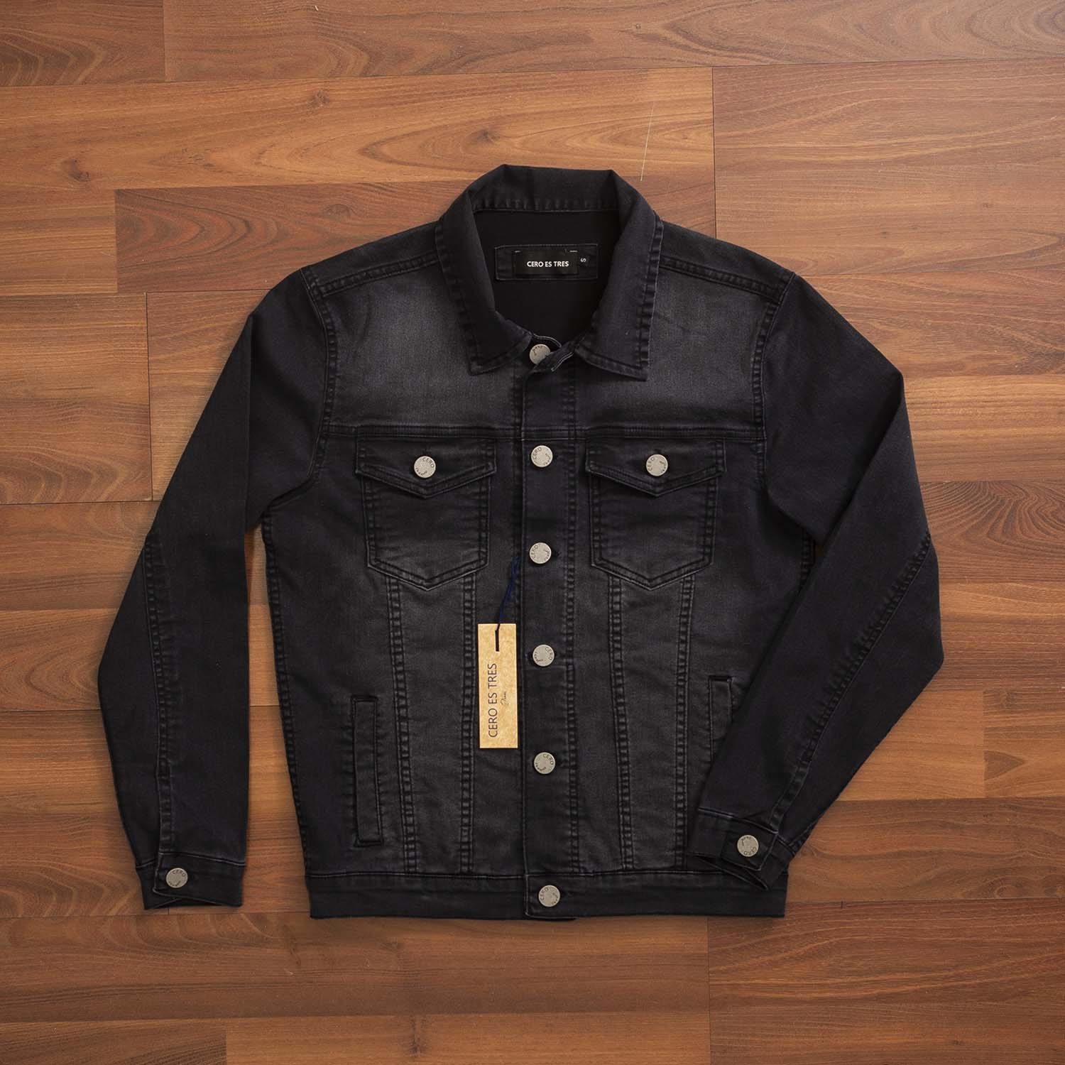 8001GR - CAMPERA DE  JEAN CRETA GRIS